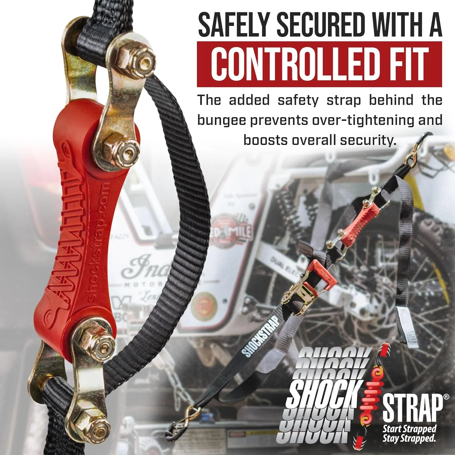 10ft x 1in SHOCKSTRAP® Constant Tension Ratchet Strap, Premium Polyester Webbing, 1,500lb Break Strength, 500lb Working Load Limit - Image 5