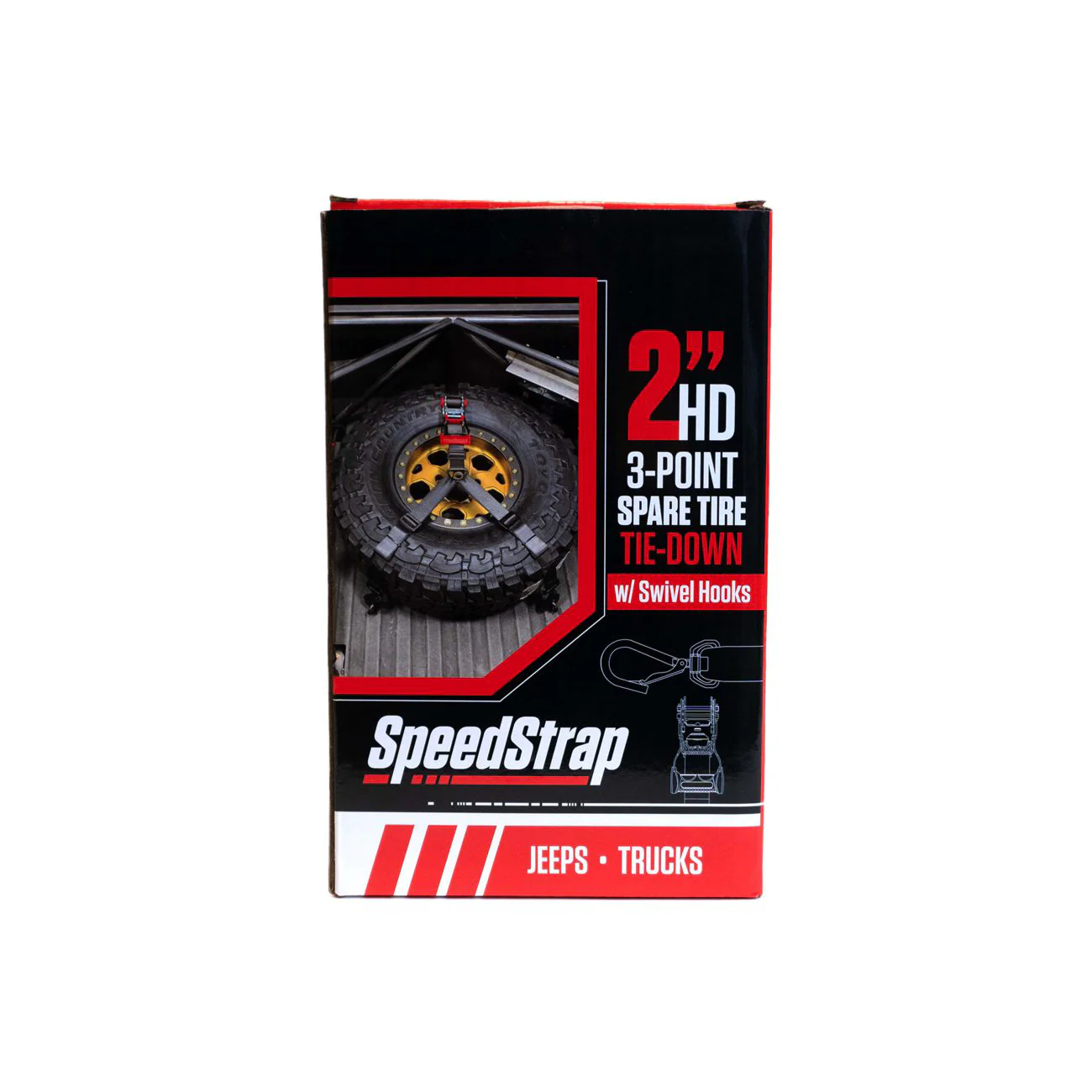 2″ HD 3-Point Spare Tire Tie-Down with Swivel Hooks - Image 4