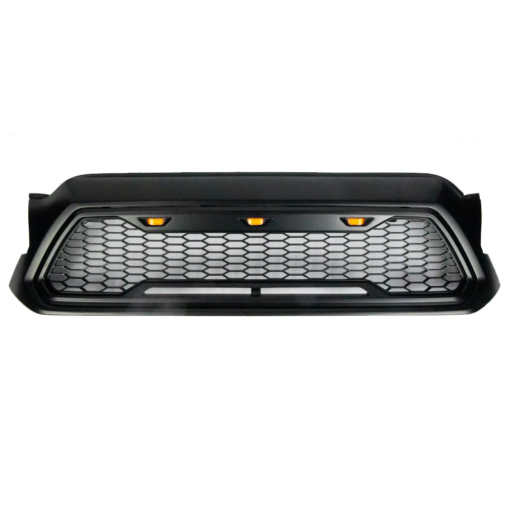 Raptor Style Mesh Grille With 3 Amber LED Lights Fits 2012-2015 Toyota Tacoma