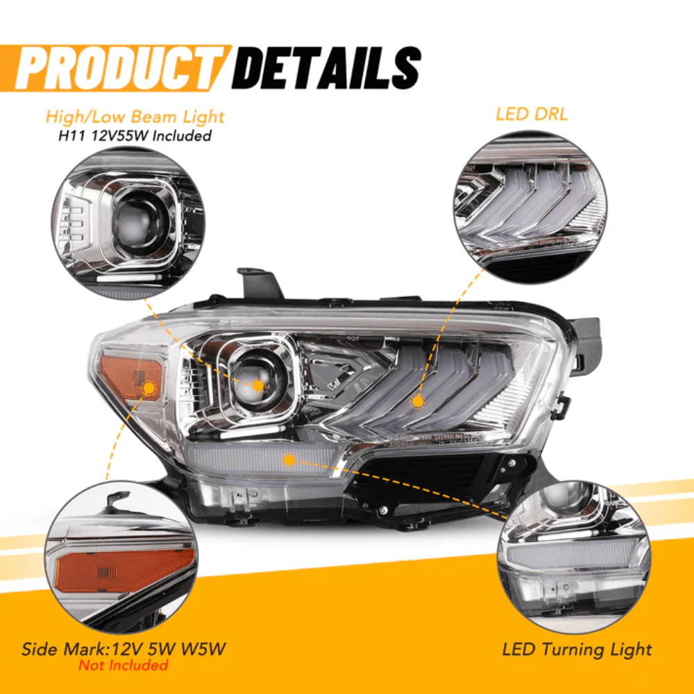 DRL Headlights Fits 2016-2023 Toyota Tacoma - Image 4