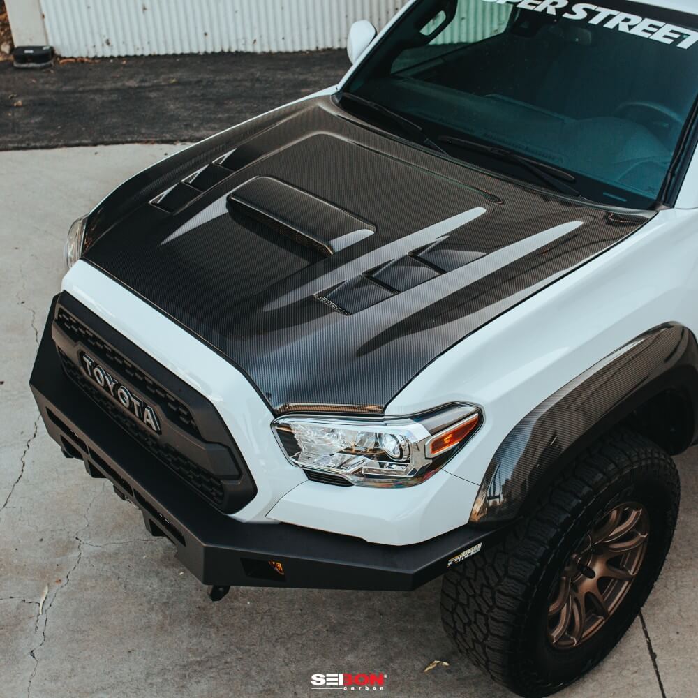 TS-Style Carbon Fiber Hood Fits 2016-2023 Toyota Tacoma - Image 10