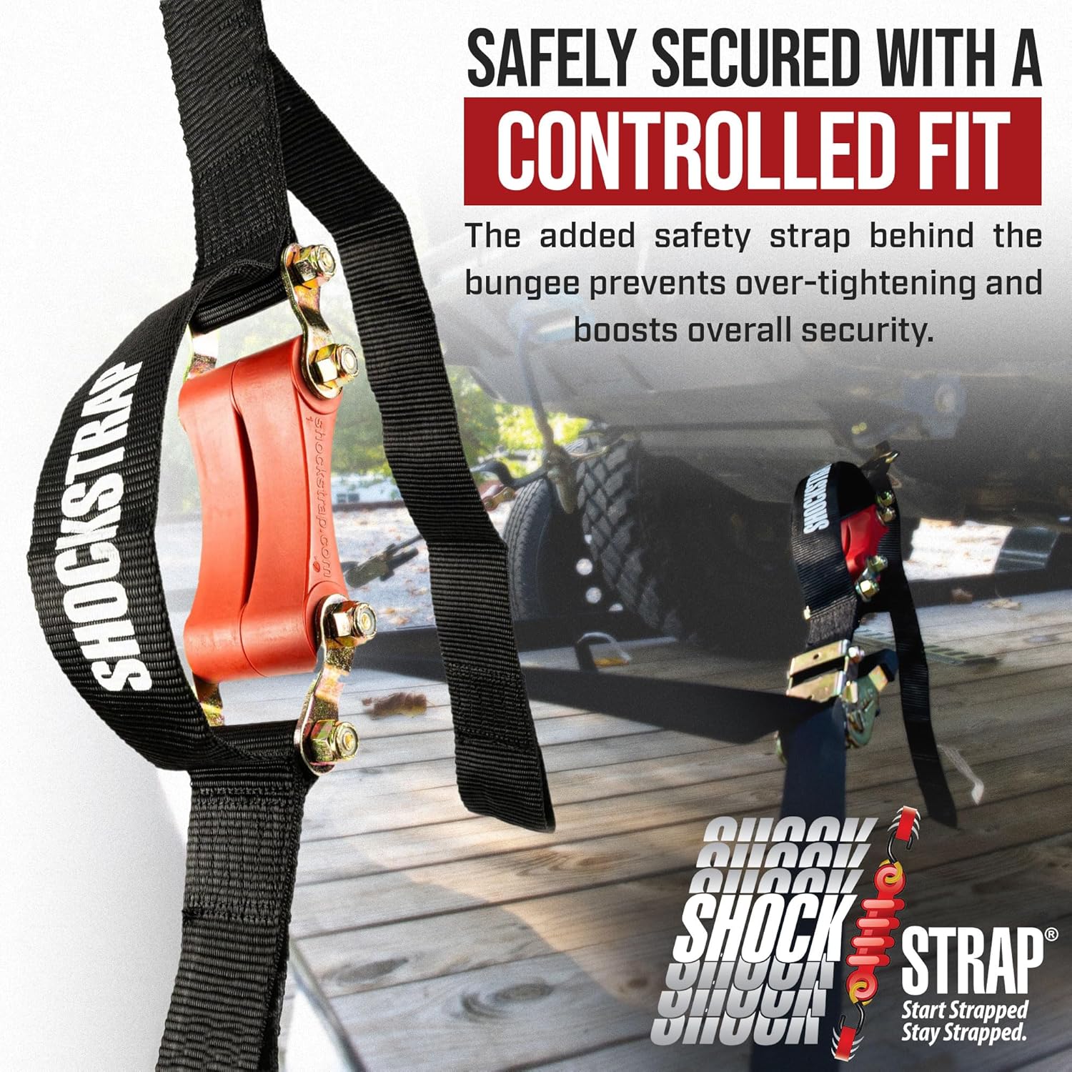 9ft x 2in SHOCKSTRAP® Ratchet Strap with Wire Hooks, Premium Polyester Webbing, 6k Break Strength 2k Working Load Limit - Image 5