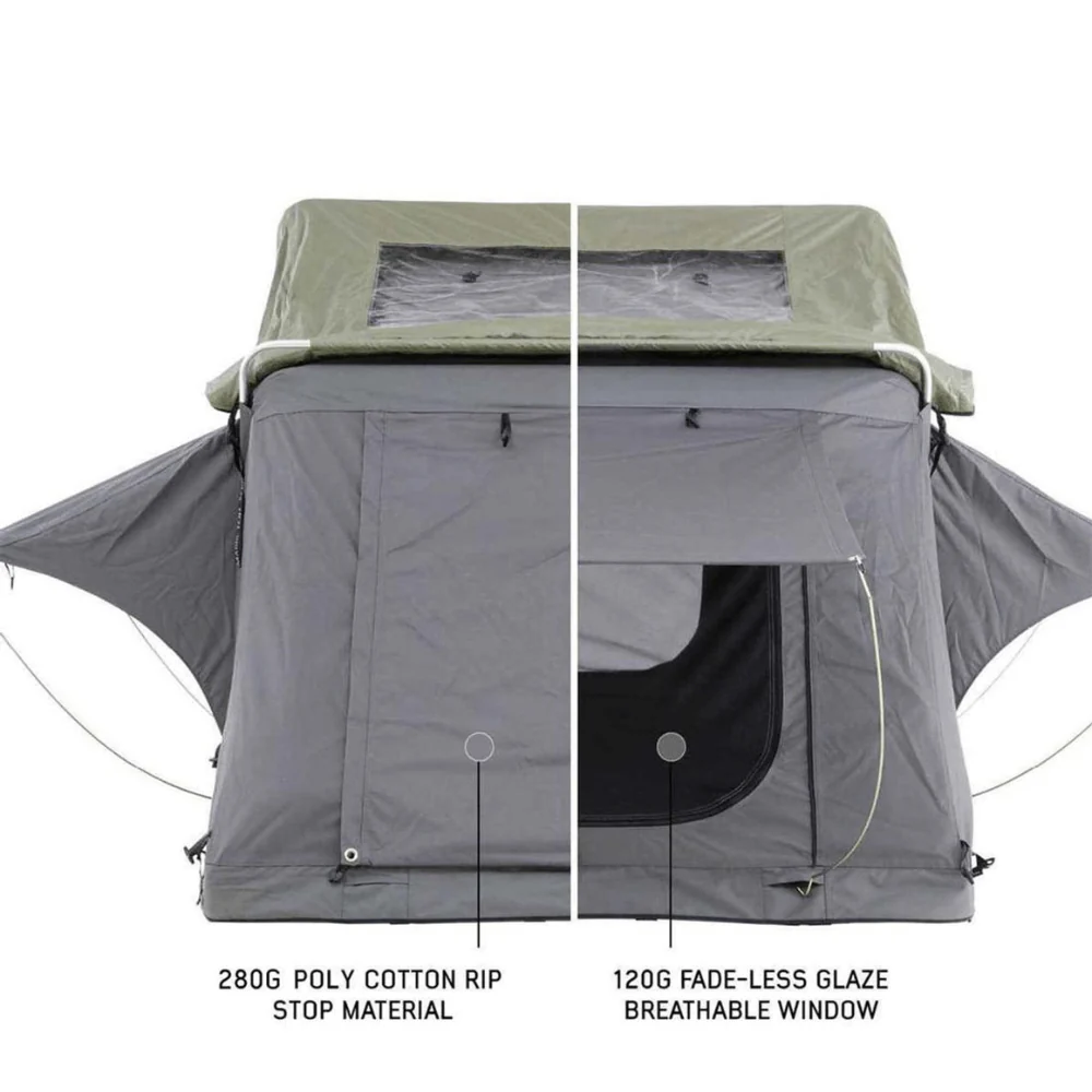 HD Nomadic 2 Extended Soft Shell Roof Top Tent, Grey Body & Green Rainfly - Image 14