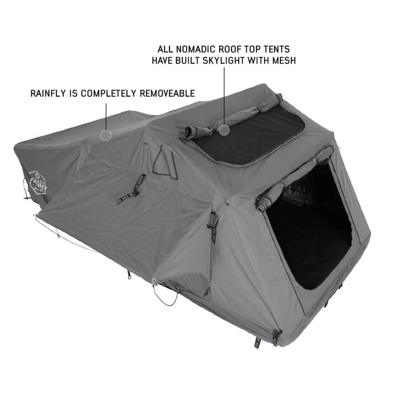 HD Nomadic 2 Extended Soft Shell Roof Top Tent, Grey Body & Green Rainfly - Image 5