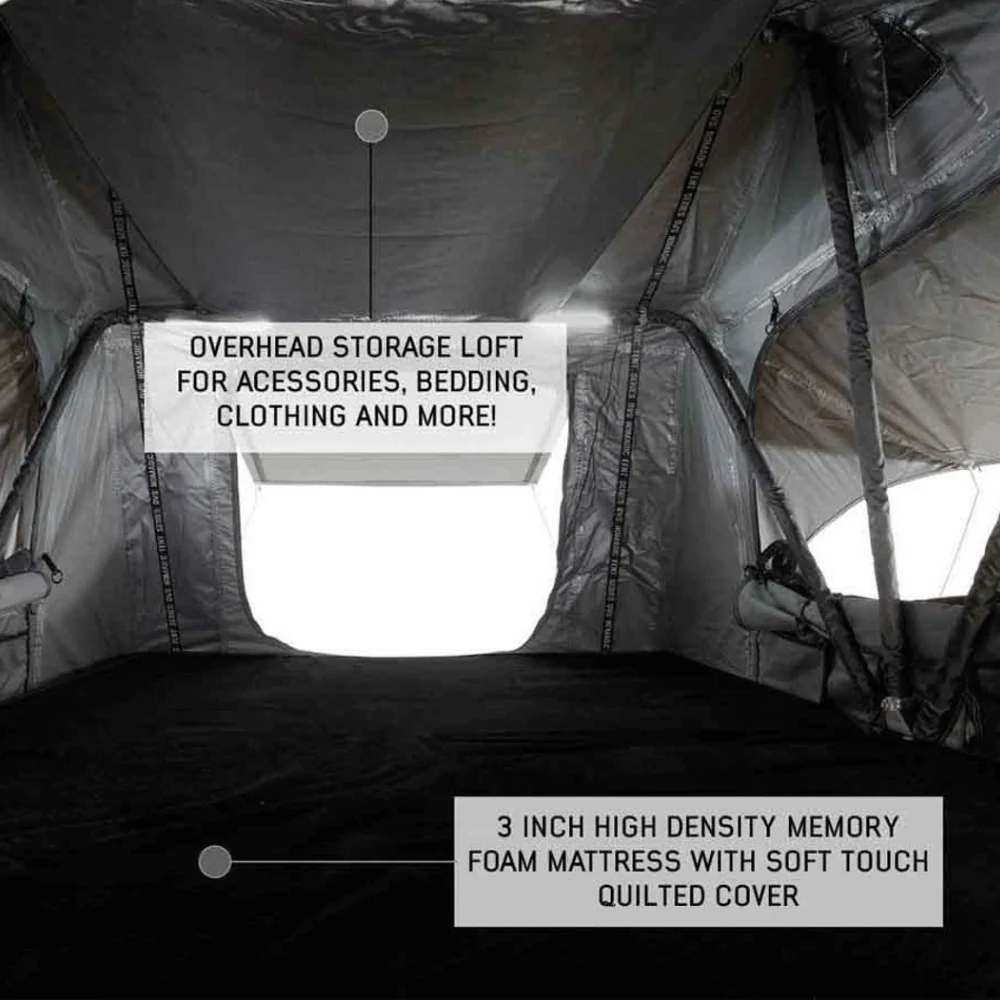 HD Nomadic 2 Extended Soft Shell Roof Top Tent, Grey Body & Green Rainfly - Image 7