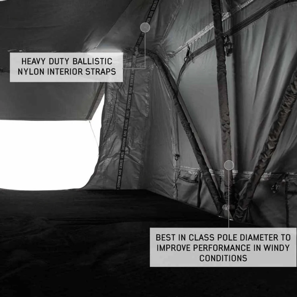 HD Nomadic 2 Extended Soft Shell Roof Top Tent, Grey Body & Green Rainfly - Image 8