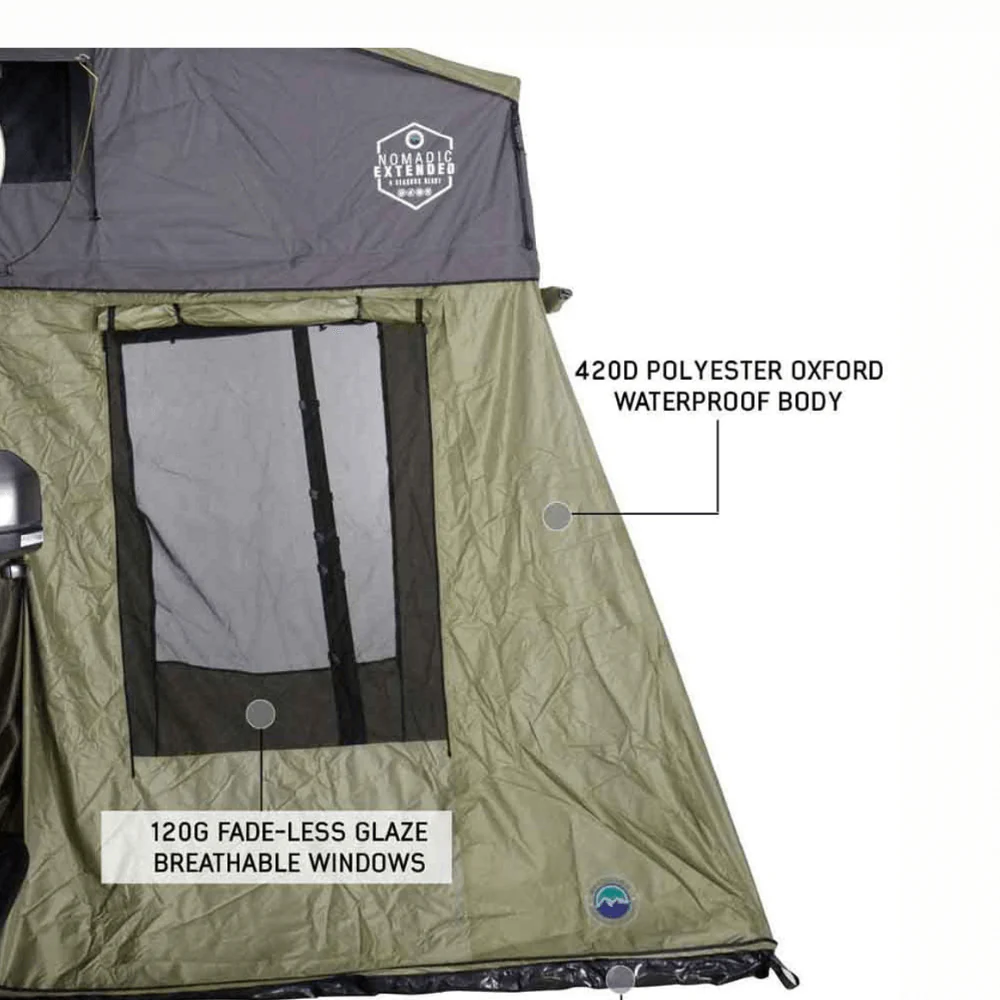 HD Nomadic 2 Roof Top Tent Annex Green Base With Black Floor & Travel Cover - Image 3