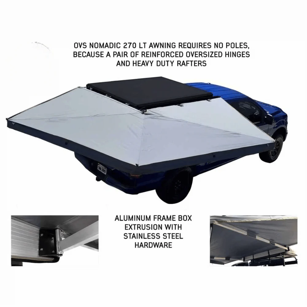 HD Nomadic 270 LT Awning - Dark Gray With Black Travel Cover Universal - Image 2