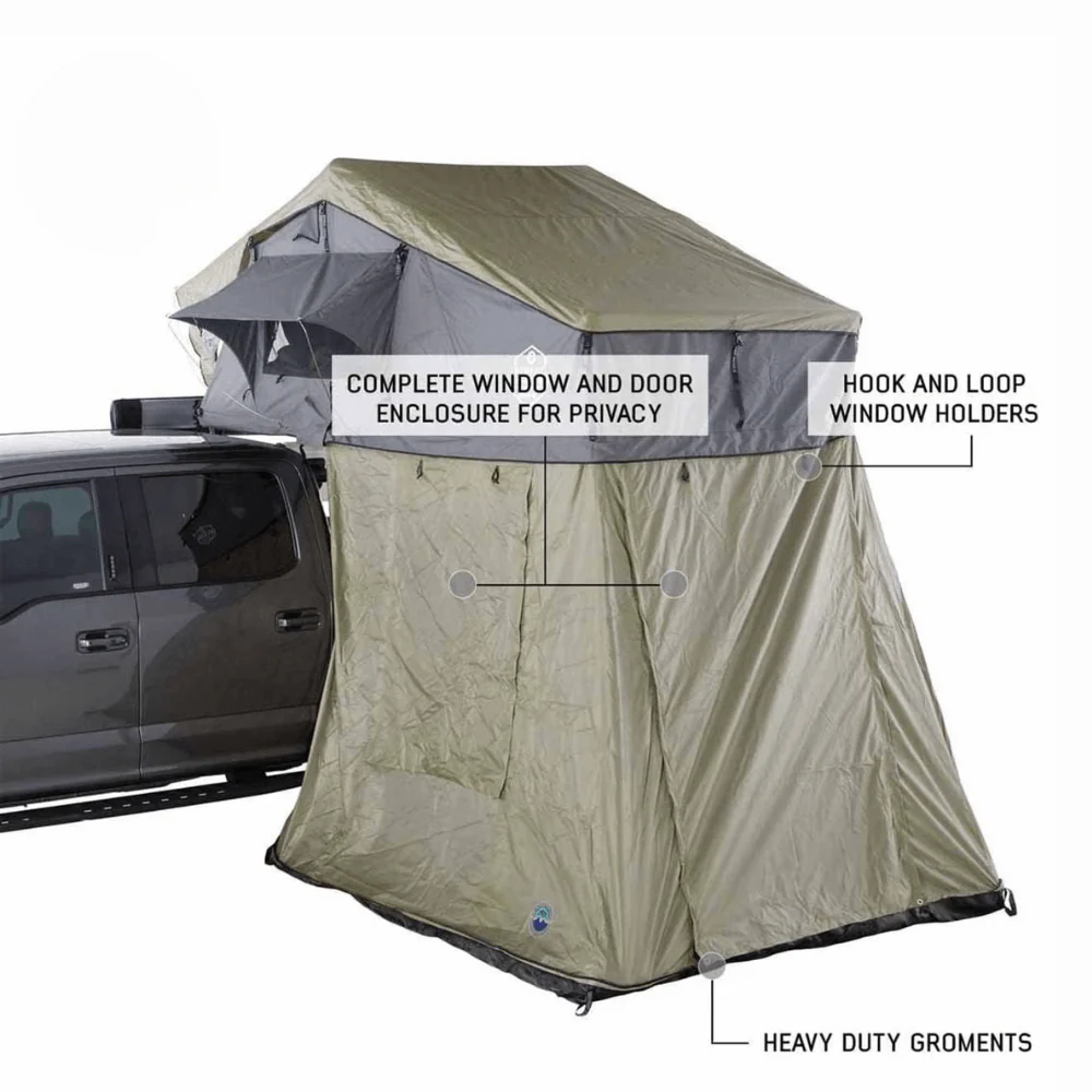 HD Nomadic 3 Roof Top Tent Annex Green Base With Black Floor & Travel Cover - Image 12