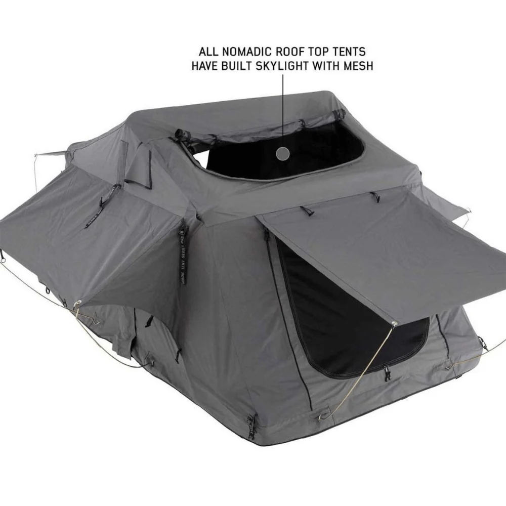 HD Nomadic 3 Standard Soft Shell Roof Top Tent, Grey Body & Green Rainfly - Image 13