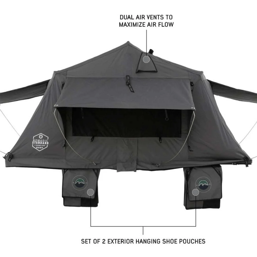 HD Nomadic 3 Standard Soft Shell Roof Top Tent, Grey Body & Green Rainfly - Image 14