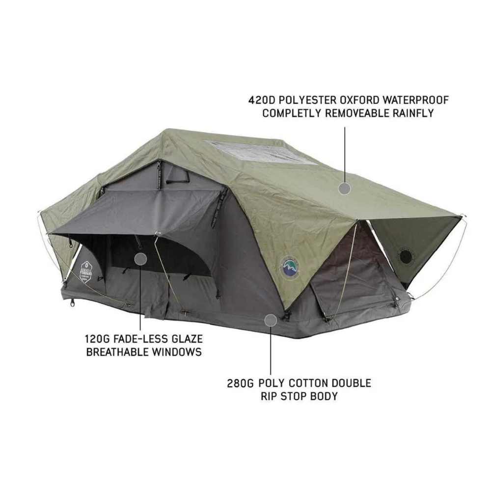 HD Nomadic 3 Standard Soft Shell Roof Top Tent, Grey Body & Green Rainfly - Image 17