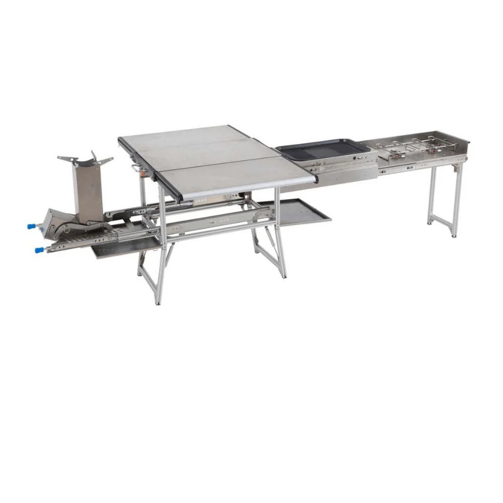 Komodo Camp Kitchen - Dual Grill, Skillet, Folding Shelves, and Rocket Tower - Stainless Steel - Image 4