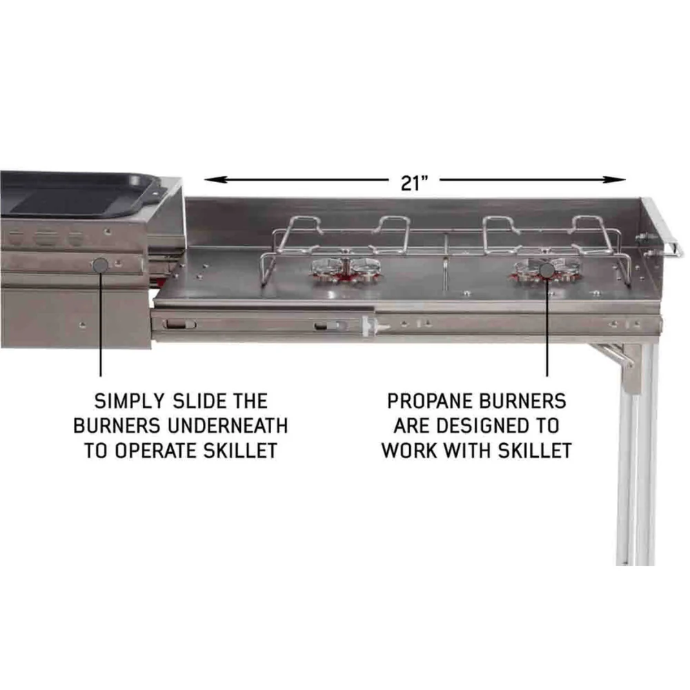 Komodo Camp Kitchen - Dual Grill, Skillet, Folding Shelves, and Rocket Tower - Stainless Steel - Image 5