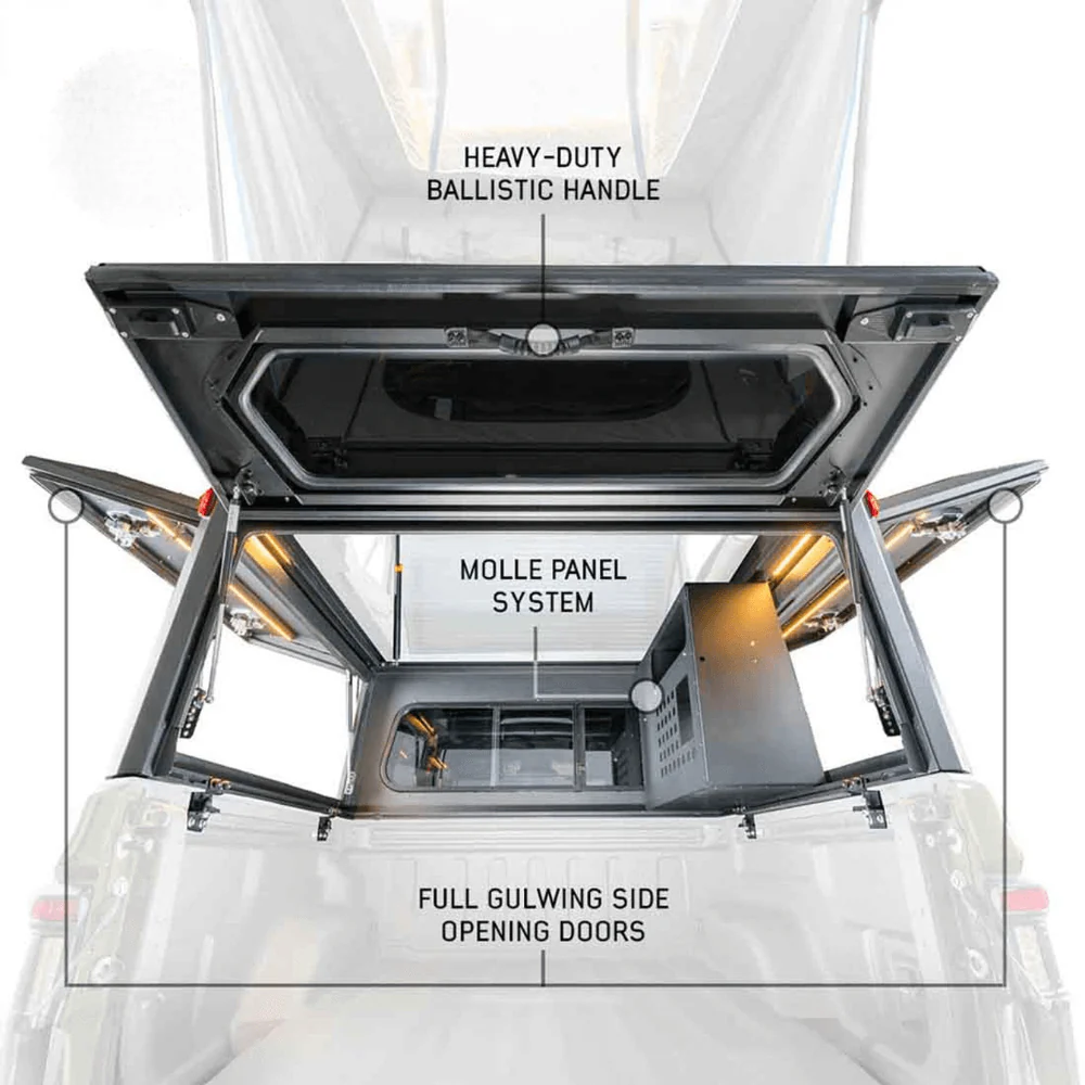 MagPak - Camper Shell/Roof Top Tent Combo with Lights, Rear Molle Panel, Side Tie Downs, Front & Rear Windows - Image 5
