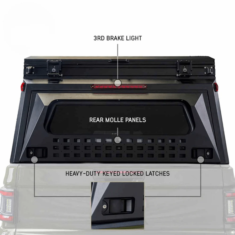 MagPak - Camper Shell/Roof Top Tent Combo with Lights, Rear Molle Panel, Side Tie Downs, Front & Rear Windows - Image 9