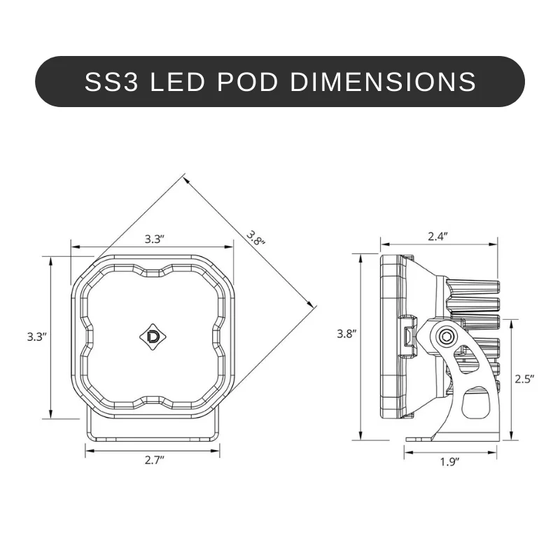 Stage Series 3" SAE Yellow LED Pod | Standard Mount | Single - Image 13