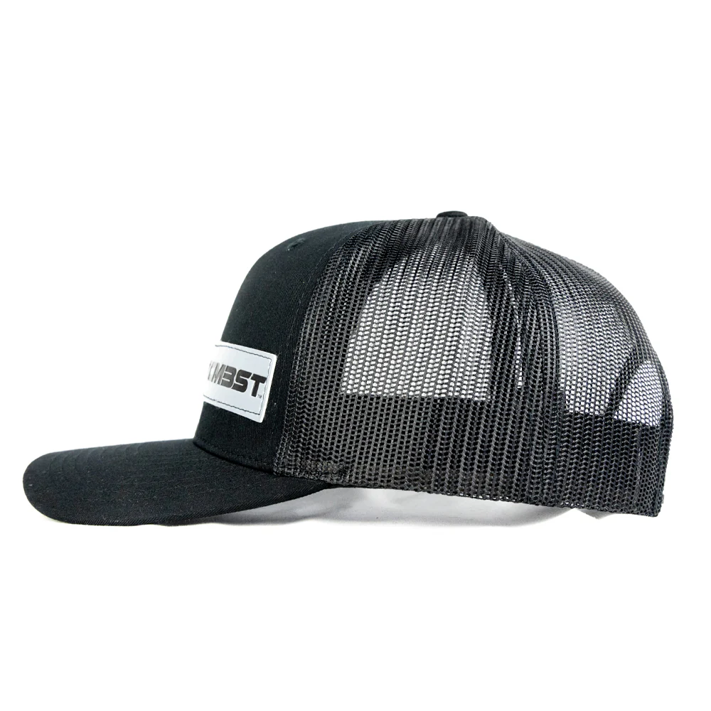 TCMBST Leather Patch Trucker Hat - Black on Black - Image 3