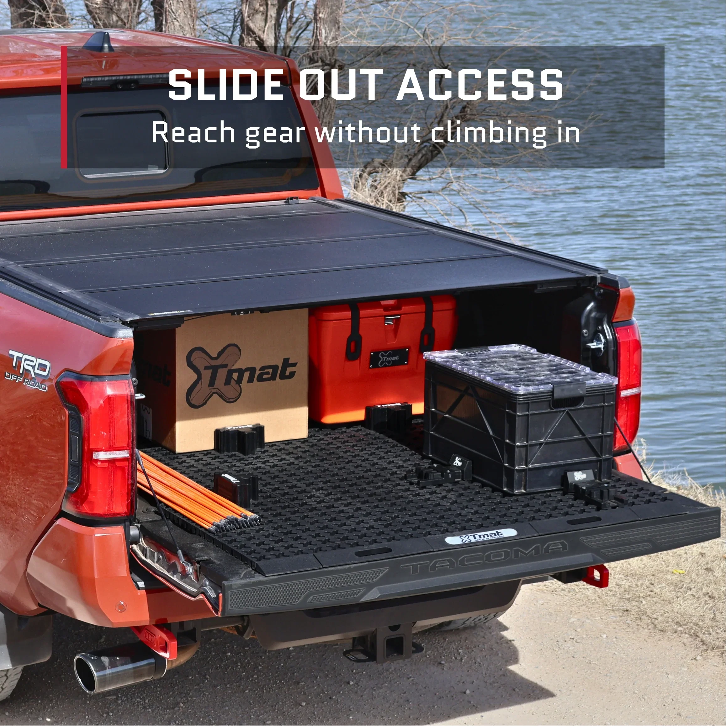 Tmat Midsize Truck Bed Organizer Slide Out Mat fits 2005+ Toyota Tacoma 5' Bed - Image 5