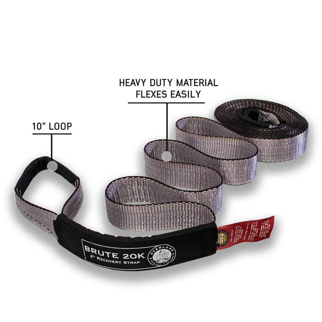 Tow Strap 2" x 30' 20,000 LB. Gray W/ Black Ends - Image 5