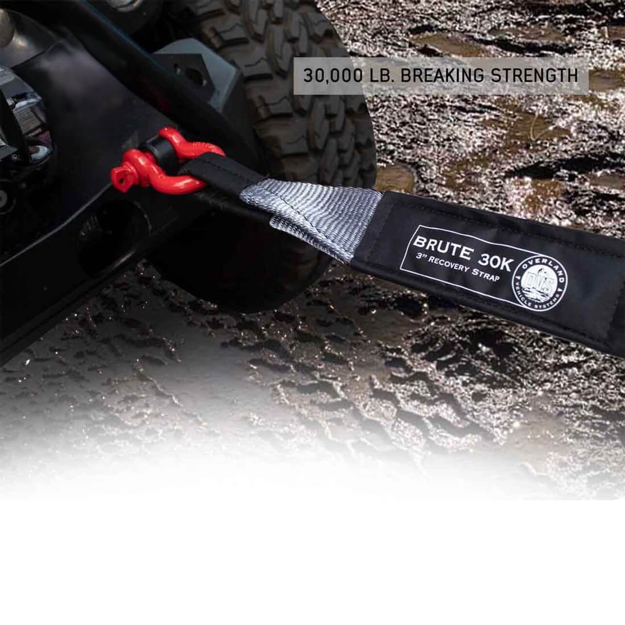 Tow Strap 3" x 30' 30,000 LB. Gray With Black Ends & Storage Bag - Image 9