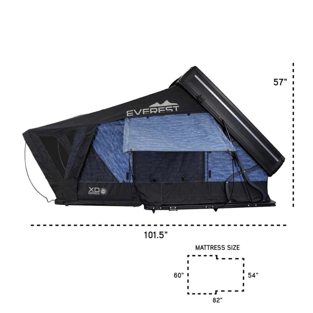 XD Everest Cantilever Aluminum Roof Top Tent - Blue Body & Black Rainfly - Image 10