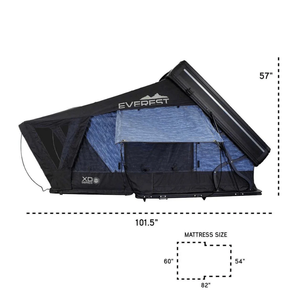 XD Everest Cantilever Aluminum Roof Top Tent - Blue Body & Black Rainfly - Image 11