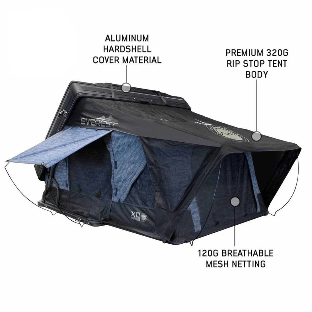 XD Everest Cantilever Aluminum Roof Top Tent - Blue Body & Black Rainfly - Image 8