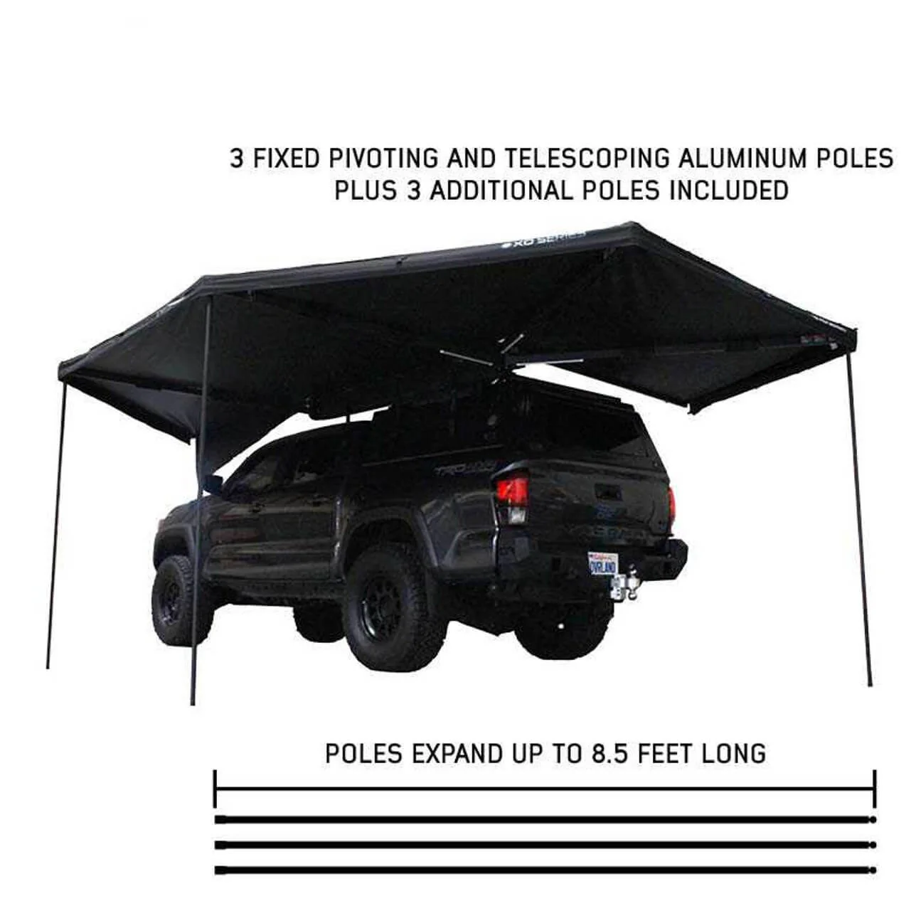 XD Nomadic 270 Degree Awning & Wall Kit Combo - Lights, Black Out, Black Body , Trim, and Travel Cover - Image 11