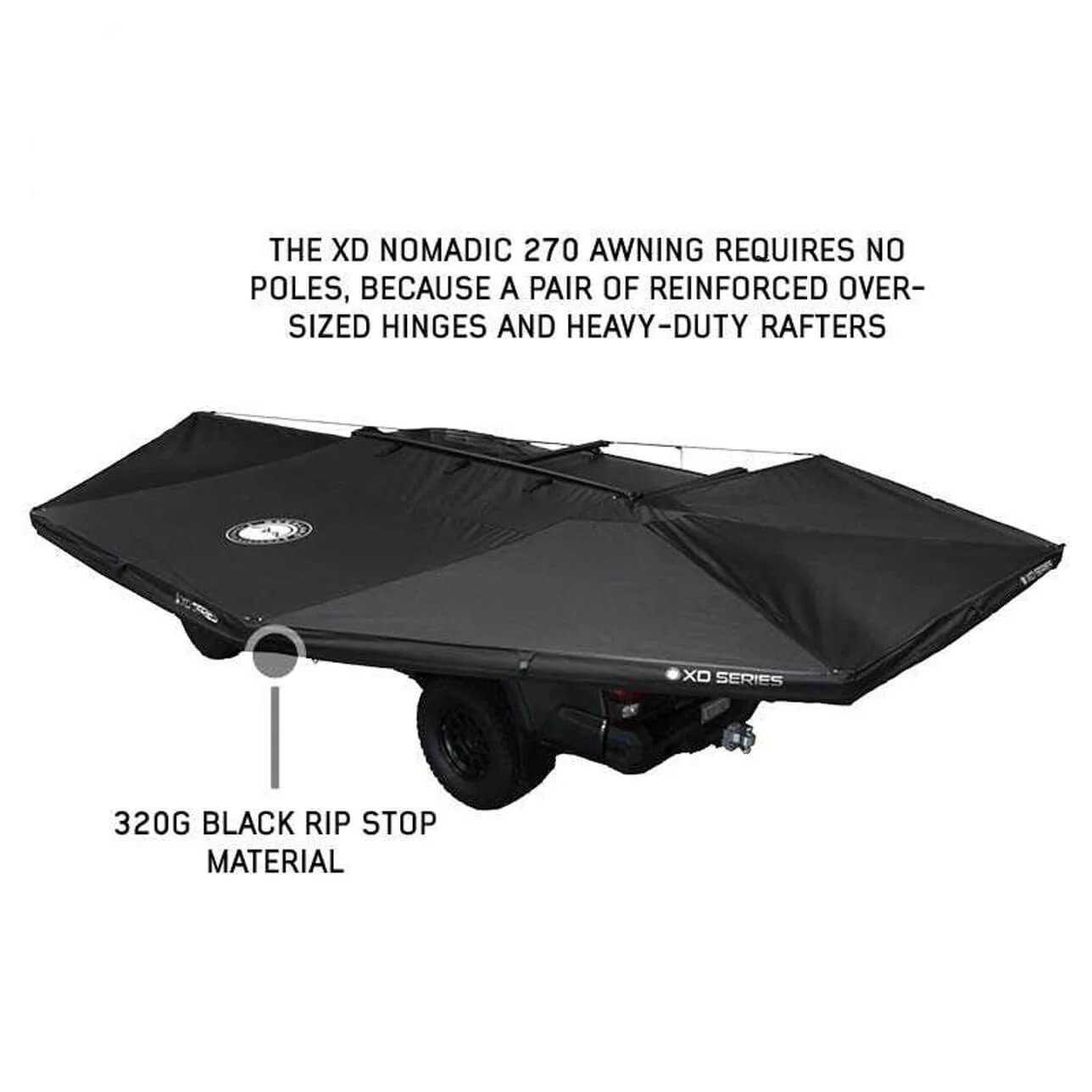 XD Nomadic 270 Degree Awning & Wall Kit Combo - Lights, Black Out, Black Body , Trim, and Travel Cover - Image 6