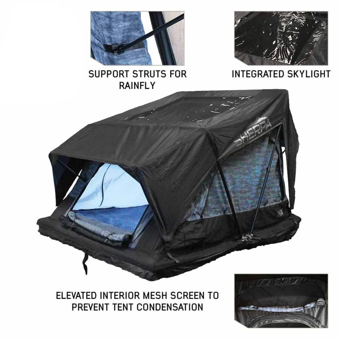 XD Sherpa Hybrid Soft Shell Roof Top Tent, Blue Body & Black Rainfly - Image 8